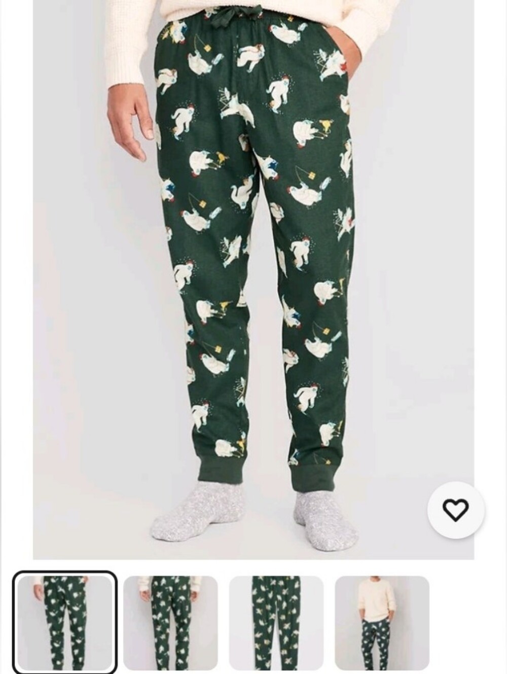 Old Navy Men's Flannel Jogger Pajama Pants playful Camping Out Yeti Medium
